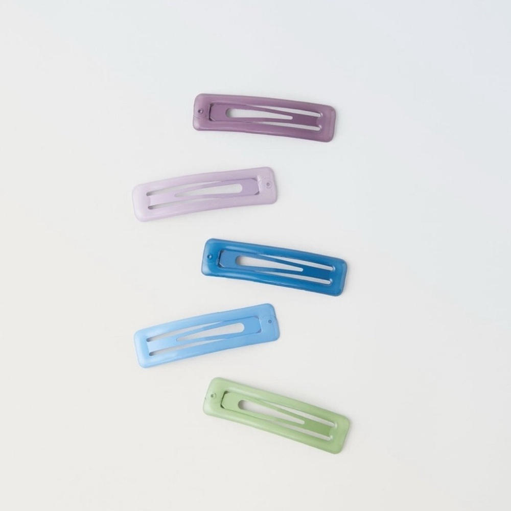 NWT Zara girls multi colored rectangular snap hair clips set of 4
